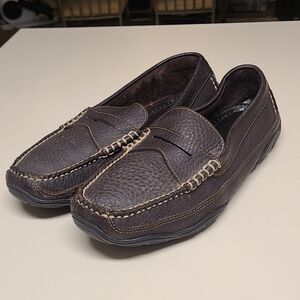 L.L. bean Allagash handsewn pebbled leather moccasin driving loafers size 10 1/2